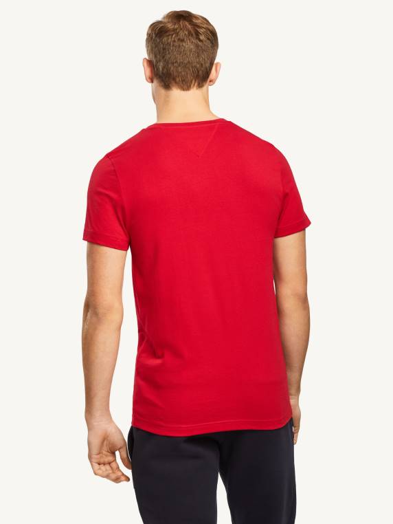 חולצת טי מכותנה אורגנית בגזרה דקיקה NX201727 בלייזר אדום Tommy Hilfiger