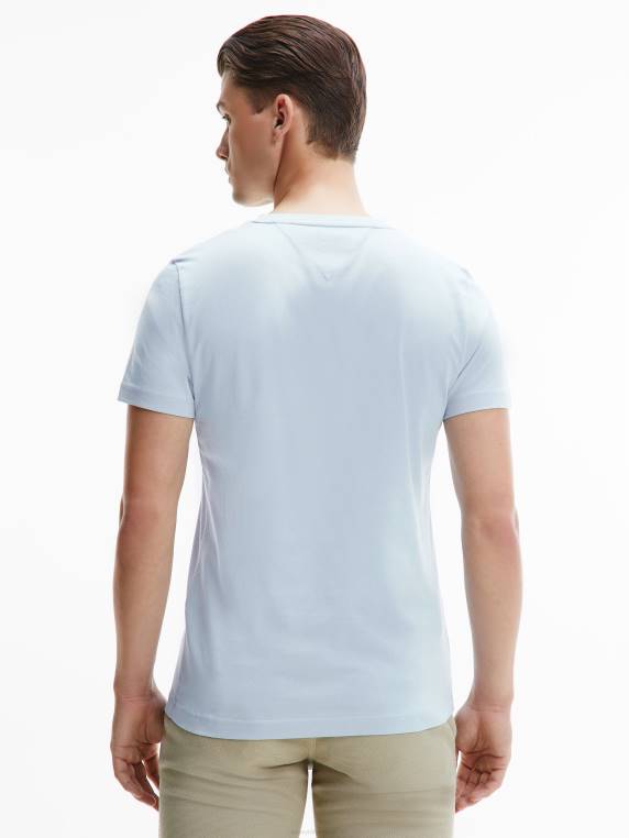 חולצת טי מכותנה אורגנית בגזרה דקיקה NX201733 כחול מבריז Tommy Hilfiger