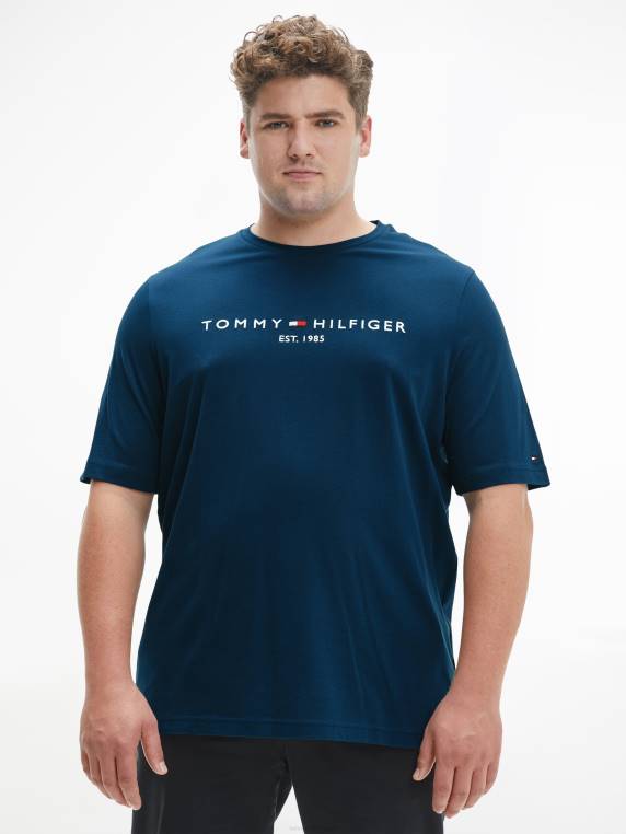 חולצת טריקו רקמת לוגו גדולה וגבוהה NX201734 שפת אגם חשוך Tommy Hilfiger