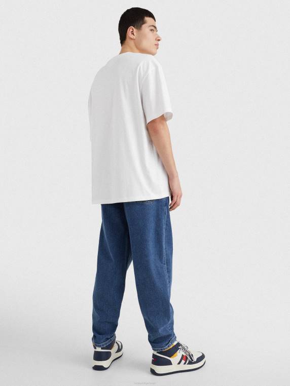 חולצת טריקו עם תיקון לוגו מכותנה אורגנית NX201736 לבן Tommy Hilfiger