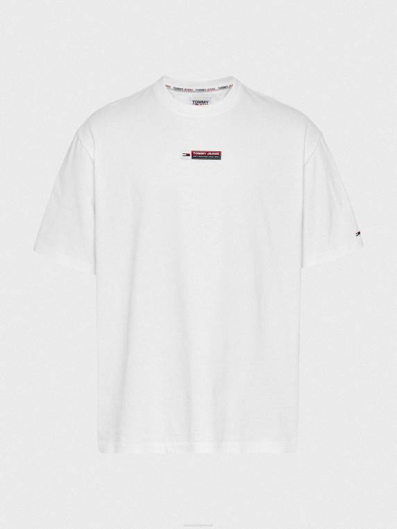 חולצת טריקו עם תיקון לוגו מכותנה אורגנית NX201736 לבן Tommy Hilfiger