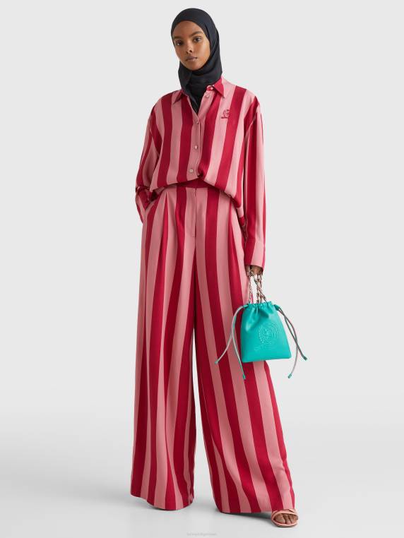 תיק נרתיק עור אייקונים NX201776 ירוק מרכזי Tommy Hilfiger