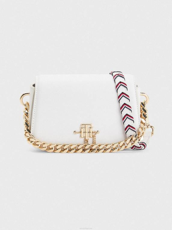 שרשרת מונוגרמה מיני תיק מוצלב NX201794 תאגיד לבן Tommy Hilfiger