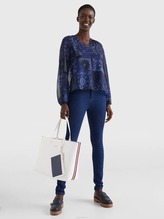 תיק חתימה איקוני NX201806 לבן בוהק Tommy Hilfiger