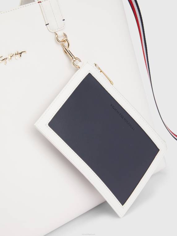 תיק חתימה איקוני NX201806 לבן בוהק Tommy Hilfiger