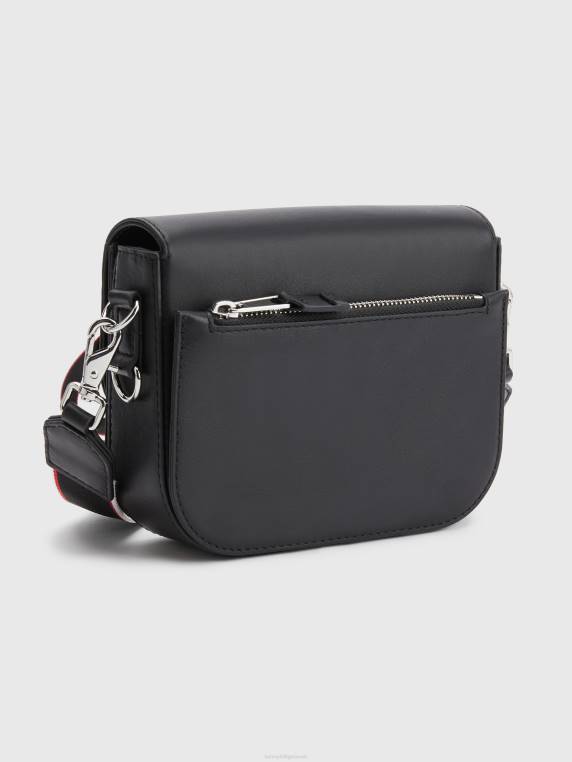 תיק קרוסאובר עם נעילת דחיפה מעור NX201823 שָׁחוֹר Tommy Hilfiger