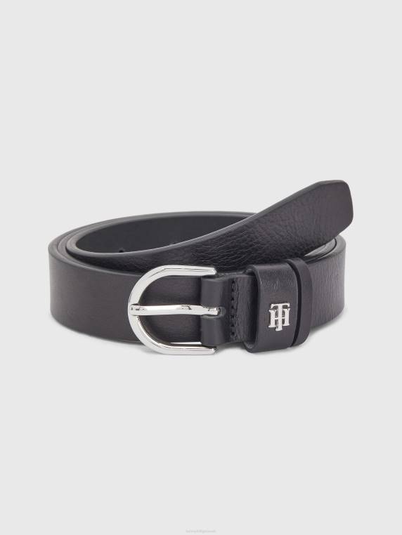 חגורת עור מונוגרמה NX201853 שָׁחוֹר Tommy Hilfiger
