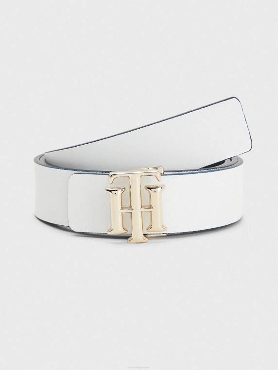 חגורת עור הפיכה מונוגרמה NX201854 שמיים מדבריים/לבנים Tommy Hilfiger