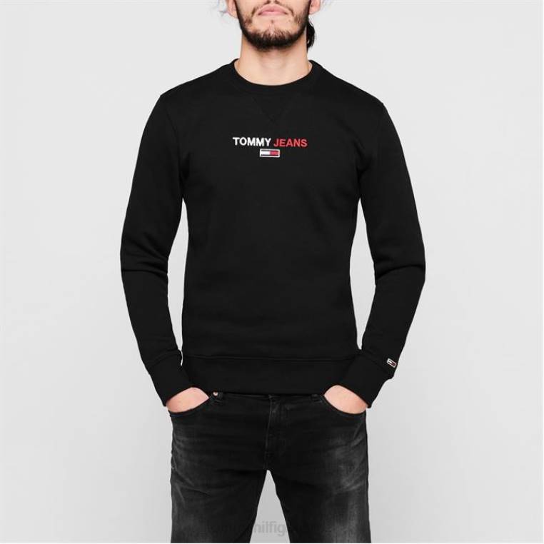 סוודר לוגו ליניארי NX2019503 מיטות שחורות Tommy Hilfiger