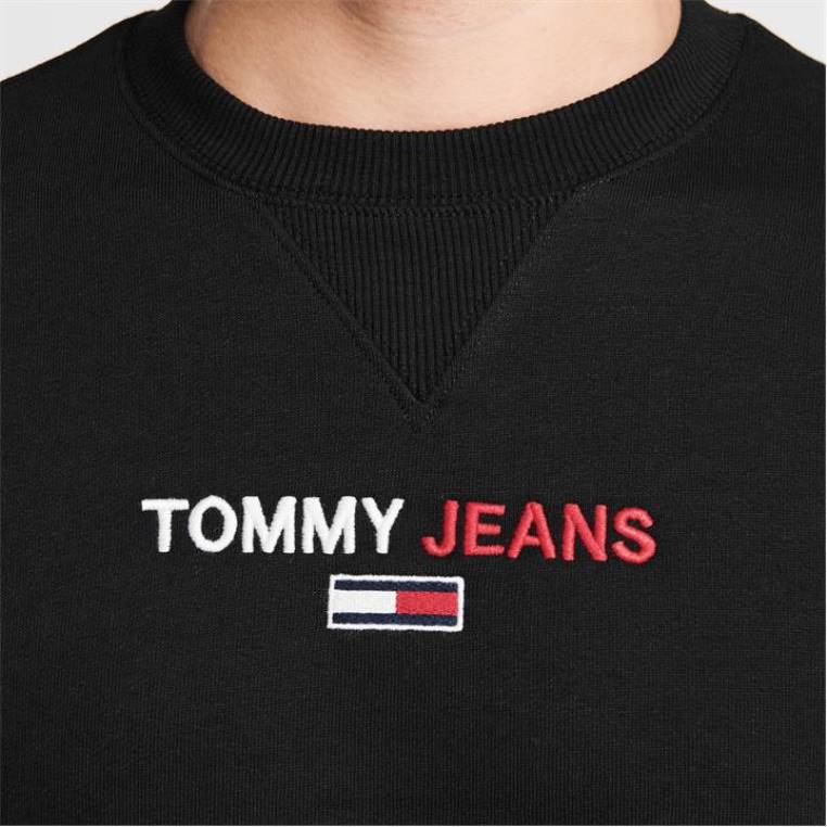 סוודר לוגו ליניארי NX2019503 מיטות שחורות Tommy Hilfiger