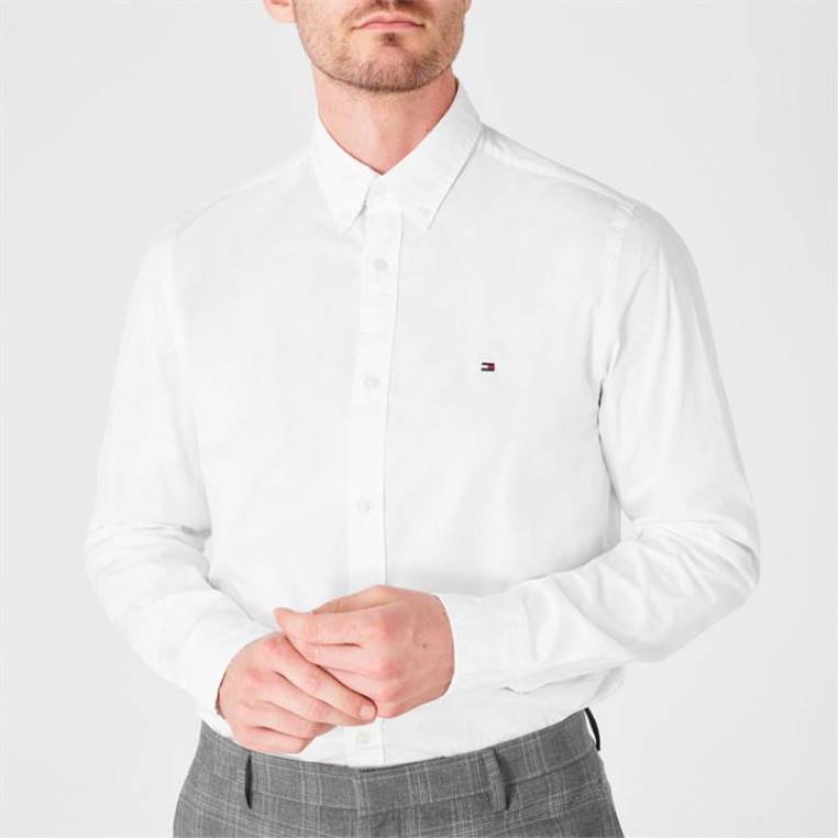 חולצת פופלין מתיחה עם שרוולים ארוכים NX2019558 לבן 100 Tommy Hilfiger