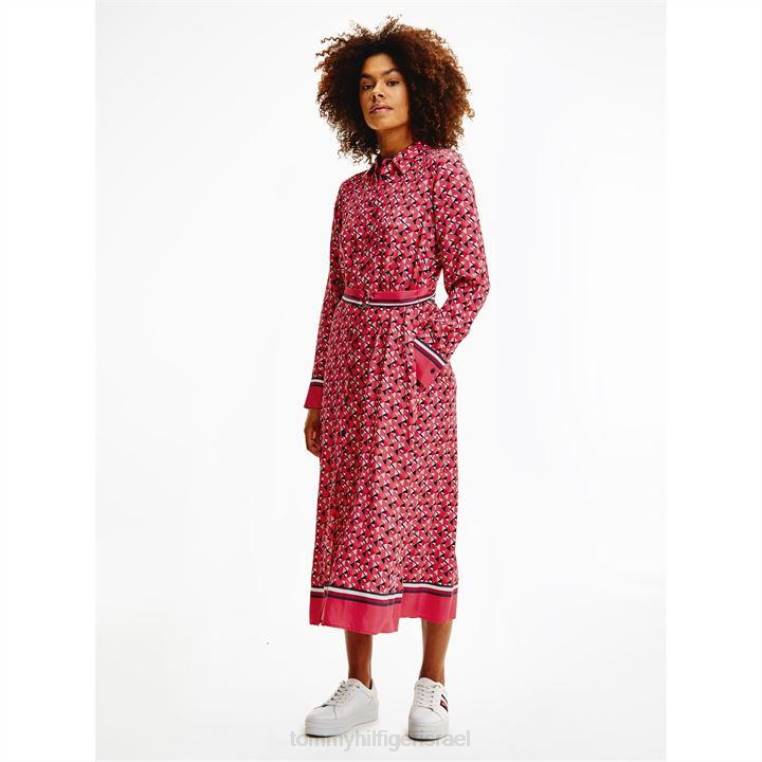 שמלת חולצת מידי לנשים בהדפס גיאומטרי NX2019611 גיאוגרפיה של האי Tommy Hilfiger