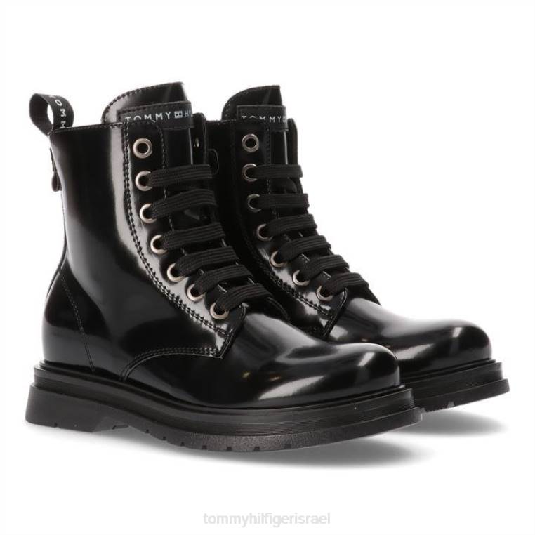 מגפי תחרה בפטנט NX2019628 שחור 999 Tommy Hilfiger