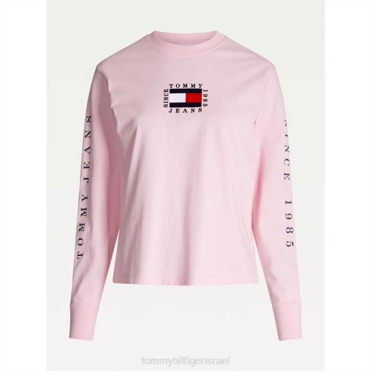 חולצת טריקו עם שרוולים ארוכים בדגל קופסא NX2019652 romntc pink toj Tommy Hilfiger
