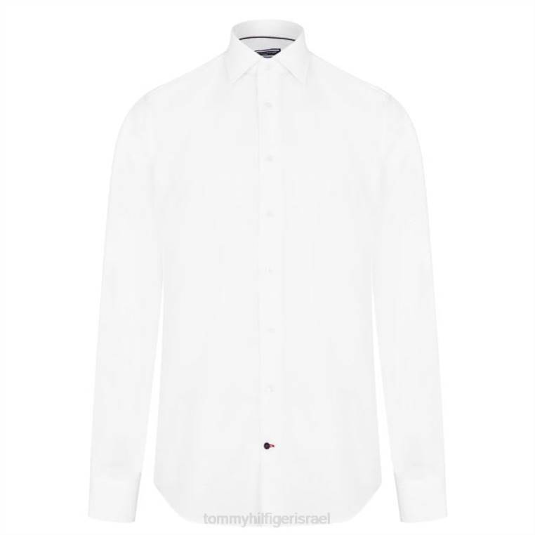 חולצה דקה של אוקספורד במתח ליבה NX2019716 לבן Tommy Hilfiger
