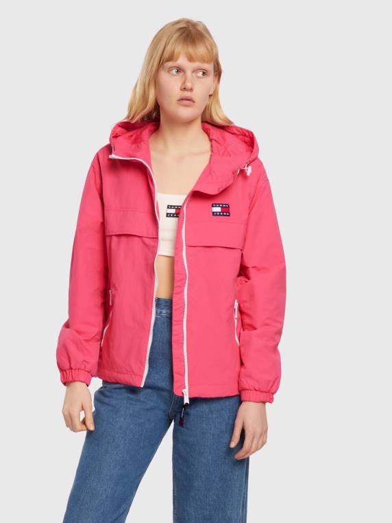 מעיל רוח עם ברדס של שיקגו NX201972 התראה ורודה Tommy Hilfiger