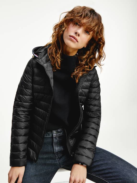 ג'קט קפוצ'ון חיוני במילוי פוך NX201974 שָׁחוֹר Tommy Hilfiger