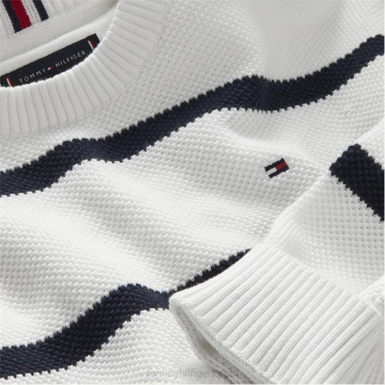 סוודר פס רוגבי מבנה NX2019750 לבן 0q0 Tommy Hilfiger