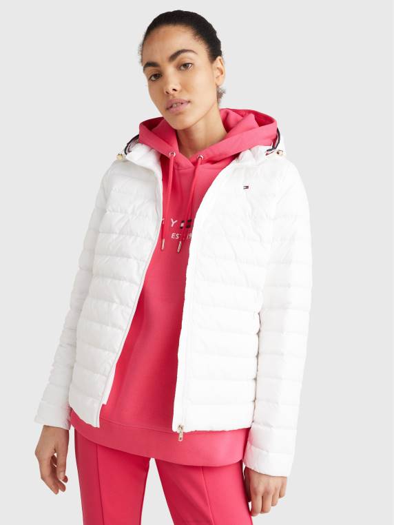 ג'קט קפוצ'ון חיוני במילוי פוך NX201975 האופטי הלבן Tommy Hilfiger