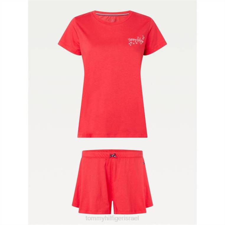סט פיג'מות עם שרוולים קצרים NX2019782 קורנל אדום Tommy Hilfiger