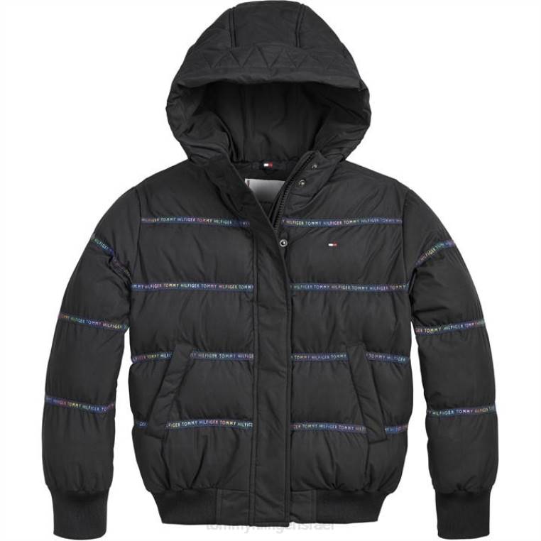 ז'קט מרופד עם סרט ארוך NX2019841 שָׁחוֹר Tommy Hilfiger