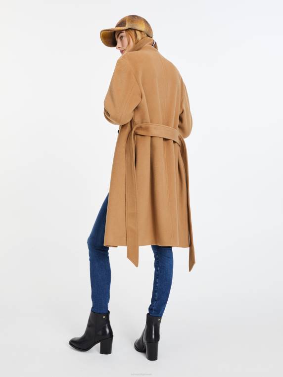 מעיל תערובת צמר עם חזה כפול חגורה NX201990 חאקי כפרי Tommy Hilfiger