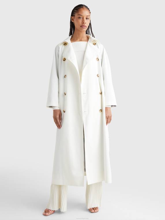 מעיל טרנץ' פסים אוברסייז הפיך הכנה לחוף המערבי NX201993 שֶׁנהָב Tommy Hilfiger