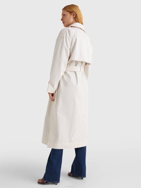 מעיל טרנץ' בגזרה כפולה בכושר נינוח NX202001 בז' אבן Tommy Hilfiger