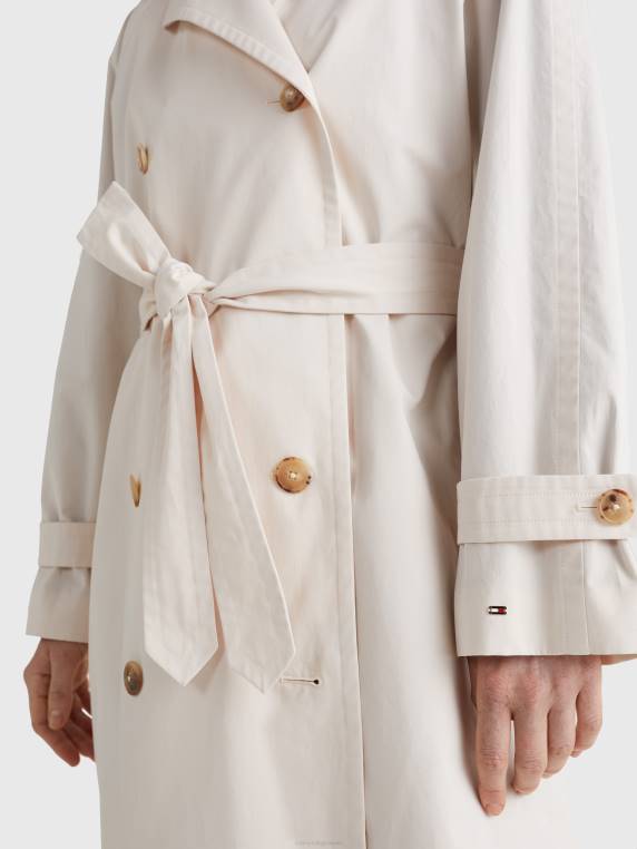 מעיל טרנץ' בגזרה כפולה בכושר נינוח NX202001 בז' אבן Tommy Hilfiger