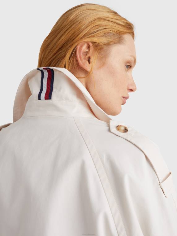 מעיל טרנץ' בגזרה כפולה בכושר נינוח NX202001 בז' אבן Tommy Hilfiger