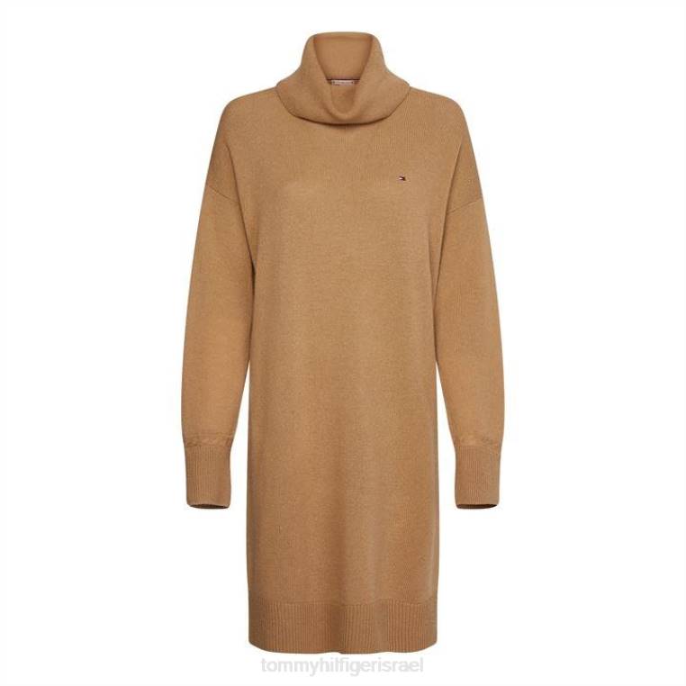 שמלת סריג עם צווארון רול NX2020022 gw8 countkhaki Tommy Hilfiger