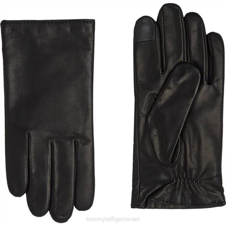 כפפות עור דגל לגברים NX2020027 שָׁחוֹר Tommy Hilfiger