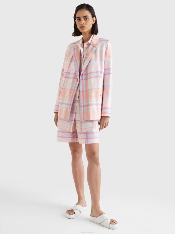 בלייזר דו חזה נינוח מדרס צ'ק NX202002 מדרס קל / אפרסק שקיעה Tommy Hilfiger