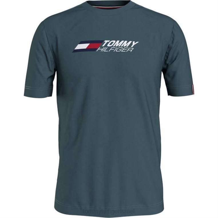 חולצת טי לוגו לגברים NX2020033 כספית ימית Tommy Hilfiger