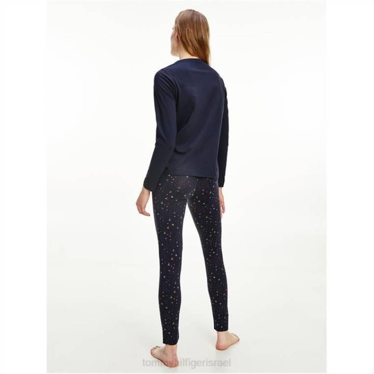 סט פיג'מות חותלות בהדפס פרחים NX2020034 חיל הים/פיזור Tommy Hilfiger