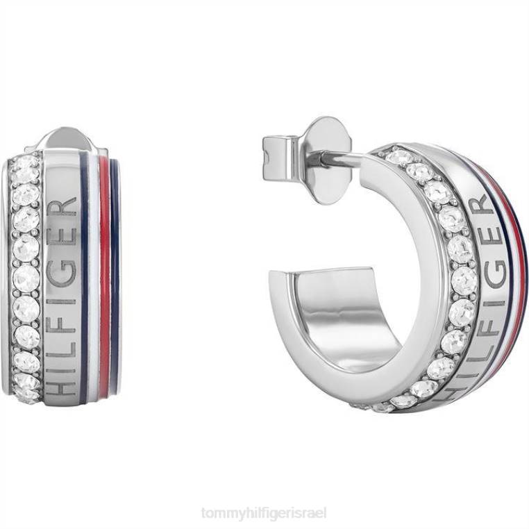 עגילי פסים ואבן לנשים NX2020043 כסף Tommy Hilfiger