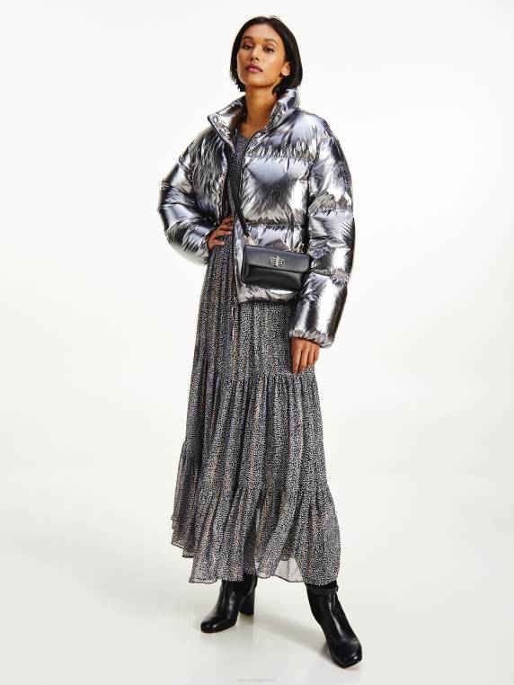 מעיל פוך מלא בנייר כסף מבריק NX202005 כסף Tommy Hilfiger