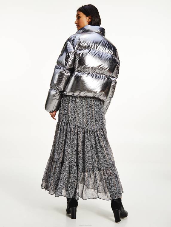 מעיל פוך מלא בנייר כסף מבריק NX202005 כסף Tommy Hilfiger