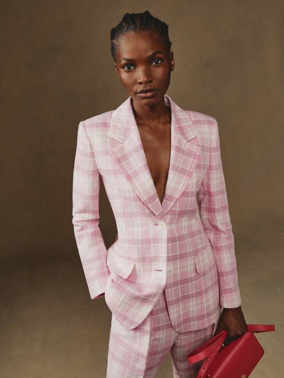 בלייזר צ'ק מדרס NX202009 ורוד פסטל בהיר Tommy Hilfiger