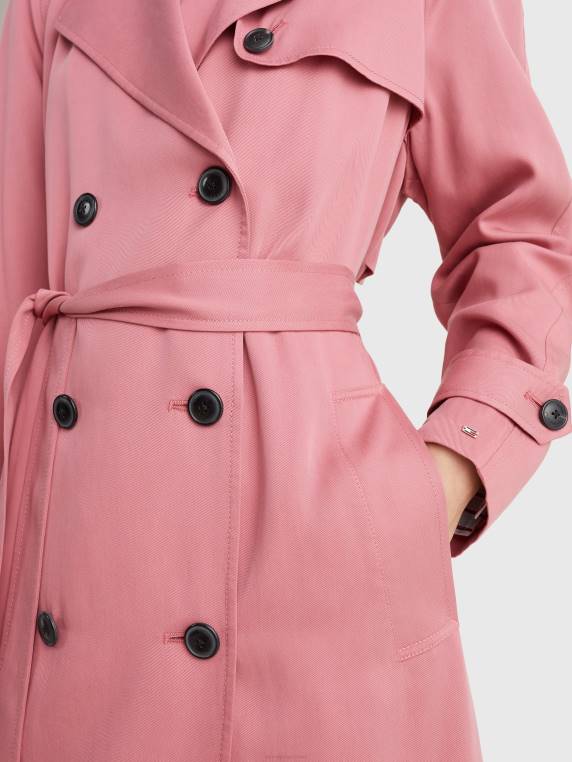 מעיל טרנץ' כפול חזה NX202015 ורוד אנגלי Tommy Hilfiger