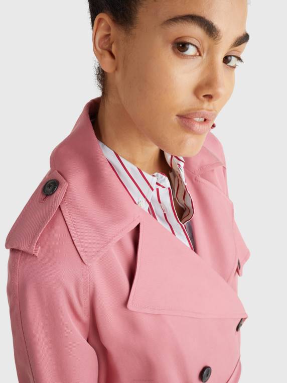 מעיל טרנץ' כפול חזה NX202015 ורוד אנגלי Tommy Hilfiger