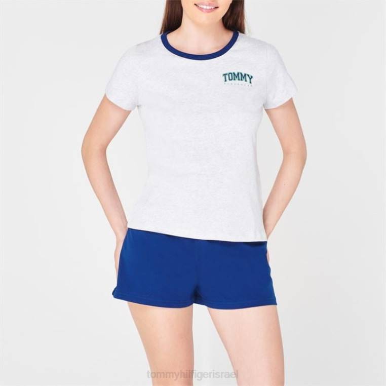 סט פיג'מות עם שרוולים קצרים NX2020206 אפור/חיל הים Tommy Hilfiger