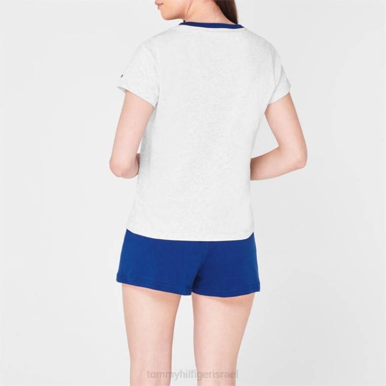 סט פיג'מות עם שרוולים קצרים NX2020206 אפור/חיל הים Tommy Hilfiger