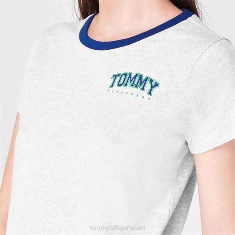 סט פיג'מות עם שרוולים קצרים NX2020206 אפור/חיל הים Tommy Hilfiger