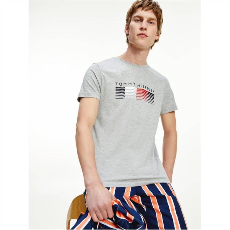 חולצת טריקו גרפית דהייה NX2020281 אפור p91 Tommy Hilfiger