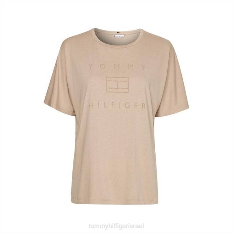 חולצה רגועה עם צווארון פתוח לשחיקה לנשים NX2020354 בז 'אג Tommy Hilfiger