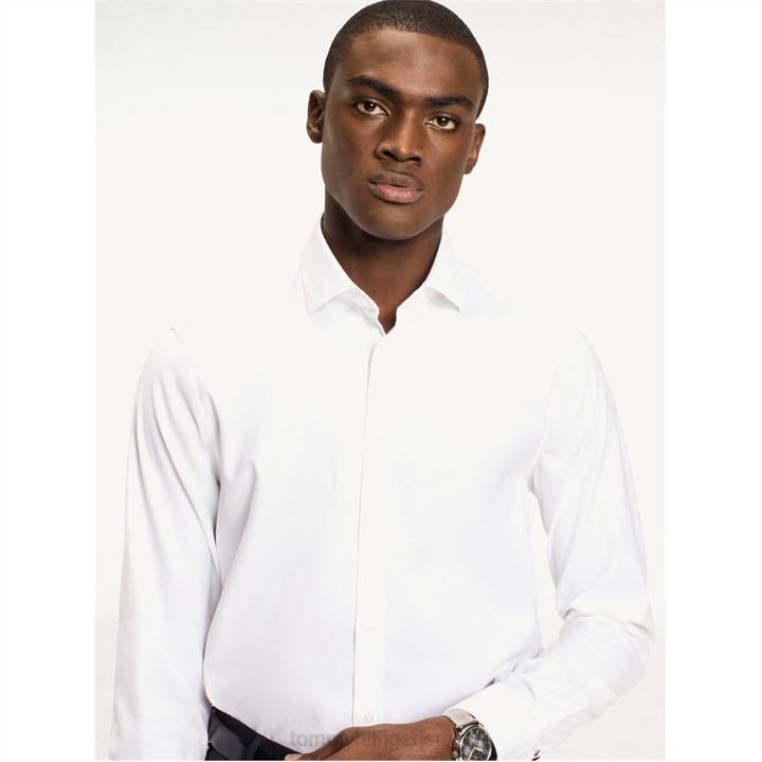 חולצת אוקספורד נמתחת בגזרה דקיקה NX2020373 לבן Tommy Hilfiger