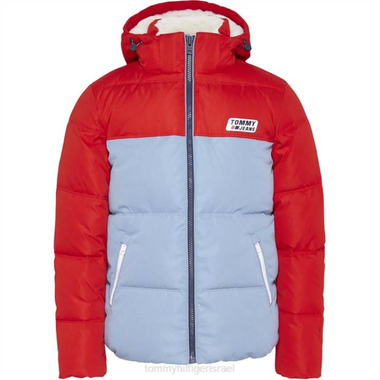 ז'קט מרופד בצבע בלוק NX2020439 אדום/כחול xnl Tommy Hilfiger