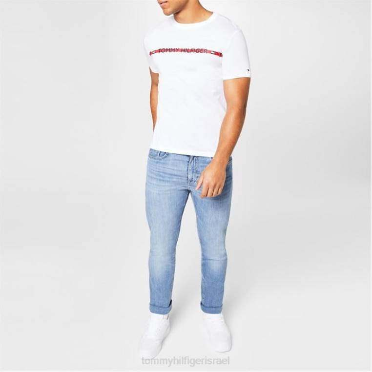 חולצת טי לוגו עם צווארון צווארון קצר NX2020456 לבן Tommy Hilfiger
