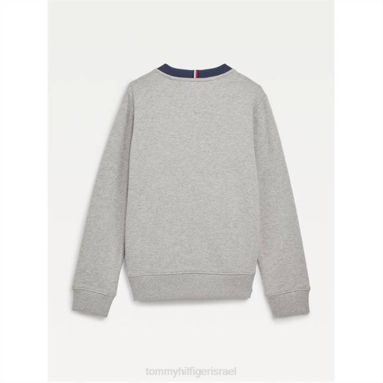 סוודר טומי חיוני עם צווארון ג'וניור בנים NX2020496 אפור p01 Tommy Hilfiger
